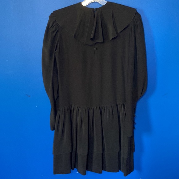VNTG 1982 ST SIMON FEMME Black Silk Long Sleeved Midi Dress. Sz 8 - Picture 6 of 11